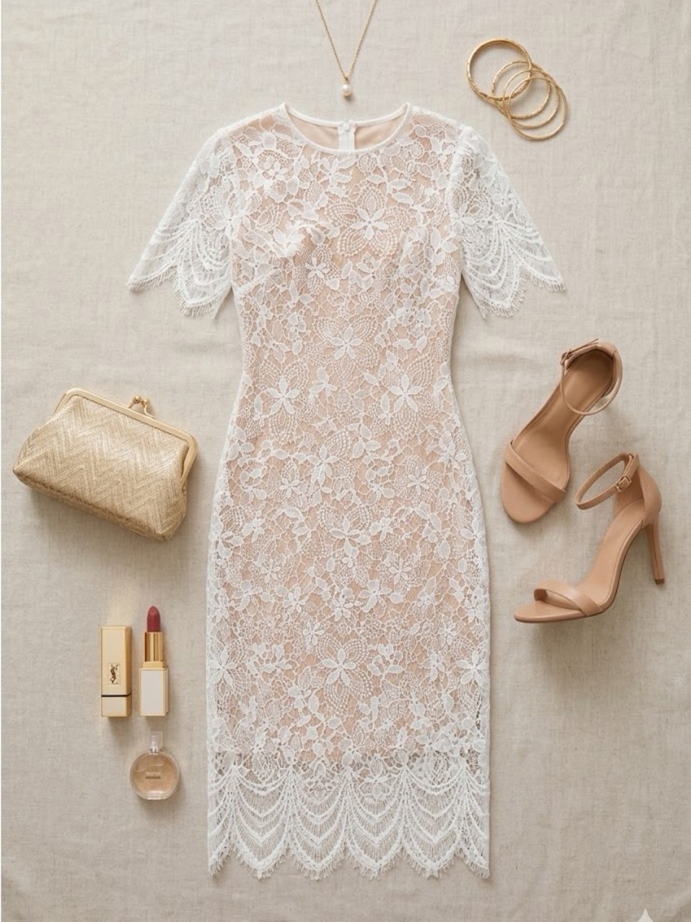 For Love And Lemons White Floral Lace Midi Dress